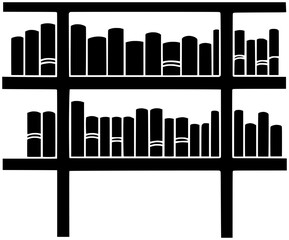 Obraz premium library illustration university silhouette bookshelf logo study icon book outline school knowledge education stack literature page paper wisdom old shape science pile desk for vector graphic