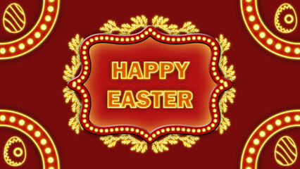 happy easter bright blessings on red background with decorated eggs. happy easter day wishes concept.