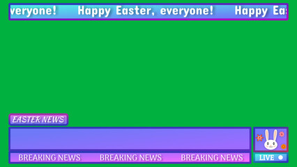 happy easter blessings in news style concept illustration on green screen. happy easter holiday.