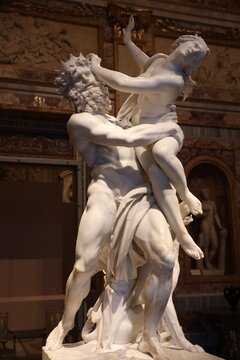 Rome, Italy - February 3, 2024: Rape of Proserpine statue by Bernini Gian Lorenzo in Borghese Gallery