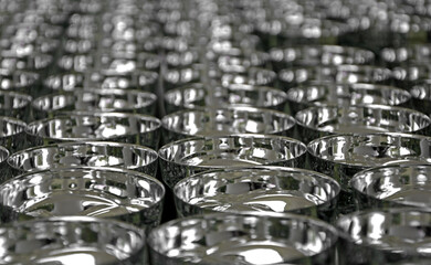 srebrne puchary w rzędach, zwyciezca, dzień dziecka, uroczystość, silver cups lined up in rows,...
