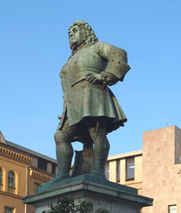 Sculpture of baroque composer George Frideric Handel in german Georg Friedrich Haendel in Halle (Saale)