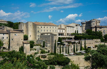 Naklejka premium kamienne miasteczko w prowancji, Provence, Provencal town on a hill 