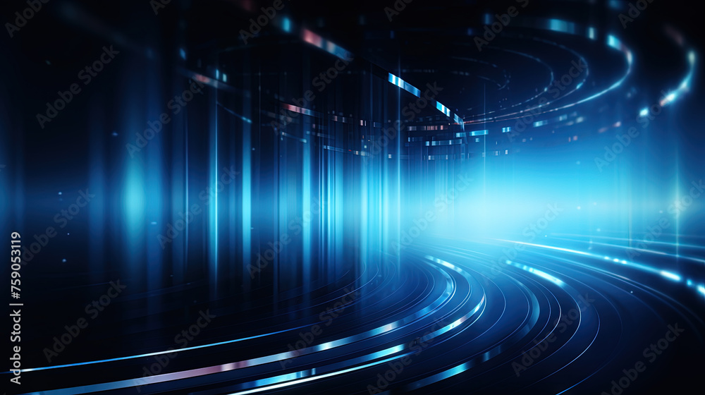 Poster vibrant abstract background with glowing neon lines and futuristic design.