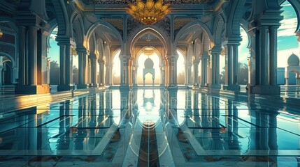 Fototapeta premium Peaceful Mosque Vista Tranquil and Serene
