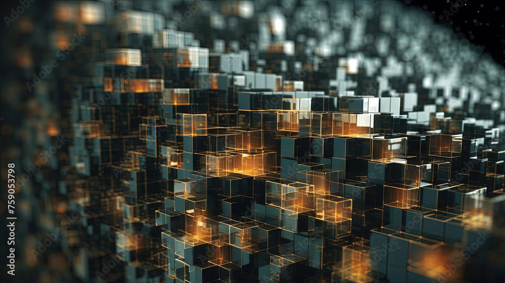 Poster Abstract background with structure of cubes. Colorful cubes texture for technology backdrop.
