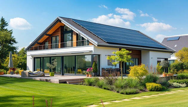 villa moderna lussuosa con impianto fotovoltaico