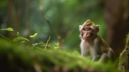 japanese macaque sitting on a tree