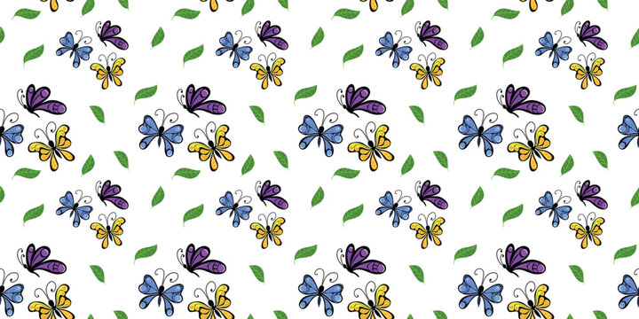Seamless pattern with cute butterflies. Perfect for printing, textiles, wrapping paper. Vector illustration