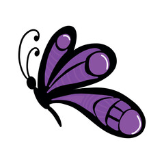 Butterfly cartoon character. Cute insect. Vector hand draw illustration isolated on white background 