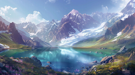 beautiful view of the lakes and mountains like in a heaven