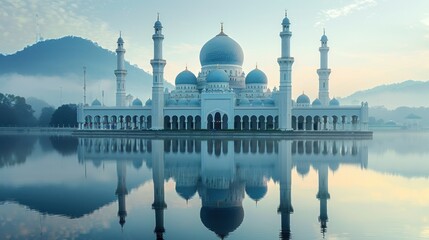 Obraz premium Serene Mosque View in Tranquil Atmosphere