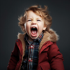 child screaming , shouting with no reason  - obrazy, fototapety, plakaty