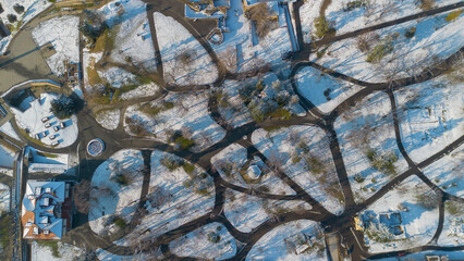 The view of Kalemegdan fortress and waterfront of Danube river in Belgrade, Serbia