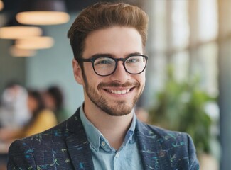 Fototapeta premium Happy business man listening to a discussion in an office