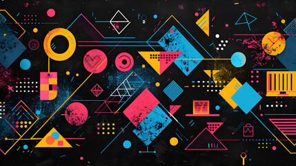 dynamic back to school background with a burst of colorful geometric shapes and symbols representing, Generative Ai 