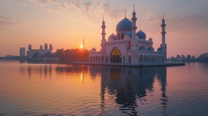 Tranquil Mosque Vantage Point A Peaceful Sight
