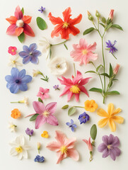 Obraz premium collection of flowers closeup. Beautiful spring and summer flowers. Set of different beautiful flowers isolated on white background