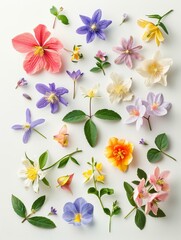 collection of flowers closeup. Beautiful spring and summer flowers. Set of different beautiful flowers isolated on white background