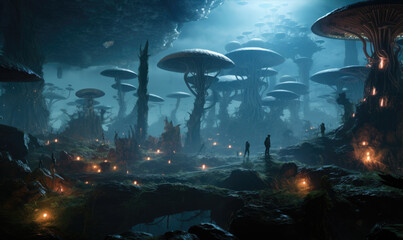Sci-fi alien planet, futuristic imagine of alien planet - obrazy, fototapety, plakaty