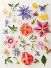 Obraz premium collection of flowers closeup. Beautiful spring and summer flowers. Set of different beautiful flowers isolated on white background