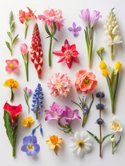 collection of flowers closeup. Beautiful spring and summer flowers. Set of different beautiful flowers isolated on white background