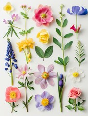 Obraz premium collection of flowers closeup. Beautiful spring and summer flowers. Set of different beautiful flowers isolated on white background
