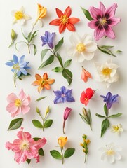 Obraz premium collection of flowers closeup. Beautiful spring and summer flowers. Set of different beautiful flowers isolated on white background