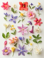 Obraz premium collection of flowers closeup. Beautiful spring and summer flowers. Set of different beautiful flowers isolated on white background