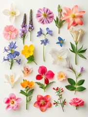 collection of flowers closeup. Beautiful spring and summer flowers. Set of different beautiful flowers isolated on white background