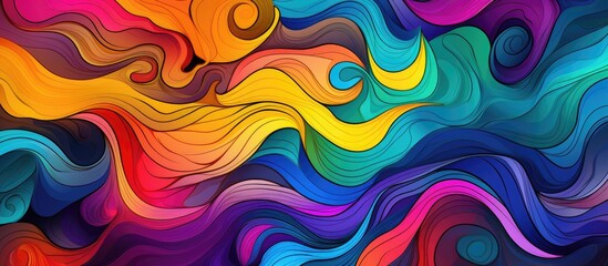 Abstract Multicolored Background with Doodle Lines.