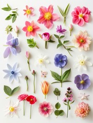 Obraz premium collection of flowers closeup. Beautiful spring and summer flowers. Set of different beautiful flowers isolated on white background