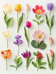 Obraz premium collection of flowers closeup. Beautiful spring and summer flowers. Set of different beautiful flowers isolated on white background
