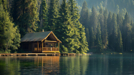 Fototapeta premium house on the river