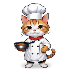 シェフの恰好をした可愛い猫
