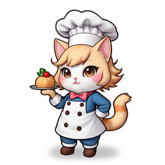 シェフの恰好をした可愛い猫