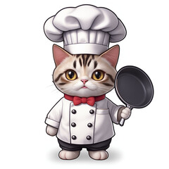 シェフの恰好をした可愛い猫