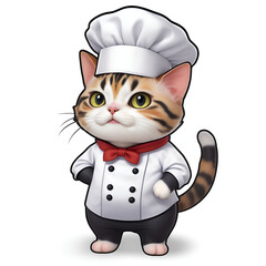シェフの恰好をした可愛い猫