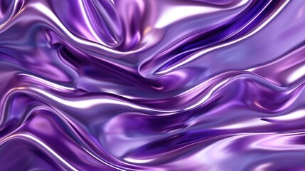 3D abstract wallpaper. Liquid smooth metal texture. Three-dimensional violet lilac background. Metal foil