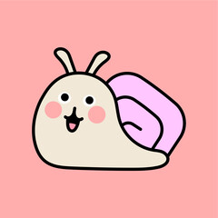 Pink Shell Snail Vector Red Background Simple Image
