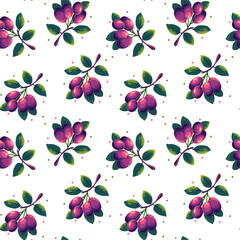 Pattern with red plum pattern on dark and light background for fabric design. Bokeh effect. Oriental pattern. Seamless pattern. vector illustration