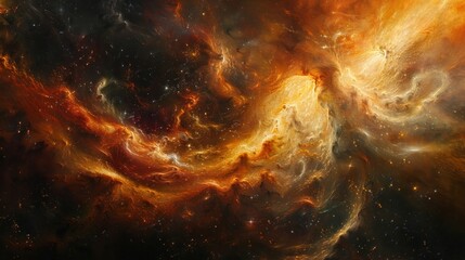 Celestial Being Emerging from Distant Nebula, Expressing Cosmic Wonder and Awe - obrazy, fototapety, plakaty