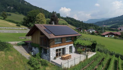 Fototapeta na wymiar villa moderna lussuosa con impianto fotovoltaico