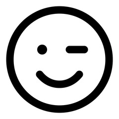 Blink eye emoji icon in simple line vector style