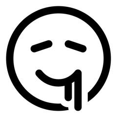 Drooling emoji icon in simple line vector style