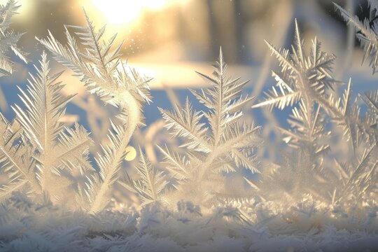 Close-Up Of Intricate Frost Patterns On A Window