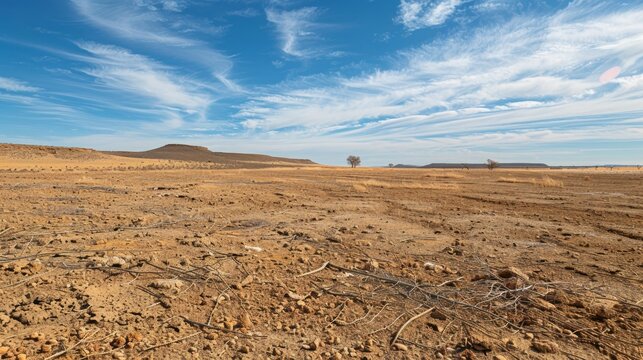 Overused dry land leading to desertification