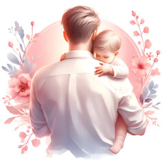 Watercolor Father's day Clipart Dad with Kid PNG i love Father Daddy Grandfather Father and child Fatherhood Best Dad PNG