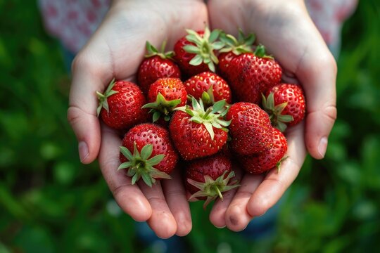 Handpicked strawberries from the garden photography