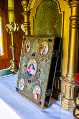 Interior of Greek Catholic Church, Olchowiec, Magurski Park Narodowy, Lesser Poland Voivodeship, Poland - obrazy, fototapety, plakaty